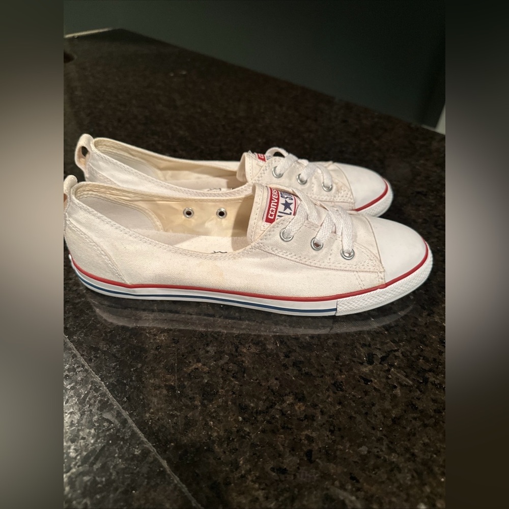 Converse All Star Ballet White Canvas Slip-On Sneakers 9 - Picture 2 of 9